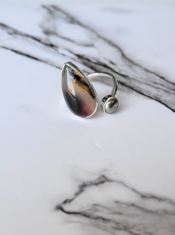 Agate & Pyrite Open Ring