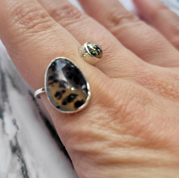 Agate & Pyrite Open Ring