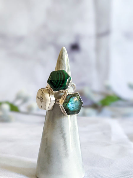 Howlite Hex Ring